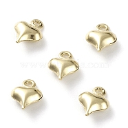 Brass Charms, Heart, Real 24K Gold Plated, 8.5x6.5x3mm, Hole: 1mm(KK-H739-03A-G)