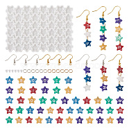 DIY Earring Making Kits, including Silicone Star with Letter/Number Connector Charm Molds, Brass Earring Hooks, Iron Open Jump Rings and Plastic Ear Nuts, Mixed Color(DIY-TA0004-76)