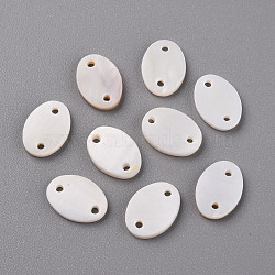 Freshwater Shell Links Connectors, Oval, Seashell Color, 14x10x2mm, Hole: 1.5mm(SHEL-R144-22)