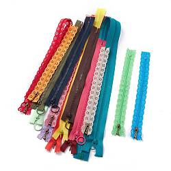 Nylon Zipper, Zip-fastener Components, for Garment Accessories, Mixed Color, 23.5~76x2.5~3x1.7~2.5cm(FIND-XCP0005-03)