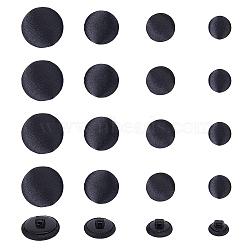 DICOSMETIC 40Pcs 4 Styles 1-Hole Plastic Buttons, with Cloth Cover, Half Round Button, Black, 10~18x6.5~10mm, Hole: 1.4~2.2mm, 10pcs/style(BUTT-DC0001-04)