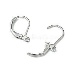 304 Stainless Steel Leverback Earring Findings, with Loop, Stainless Steel Color, 15x10x1.5mm, Hole: 1.5mm(X-STAS-S028-07)