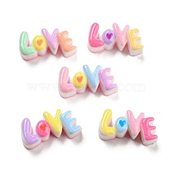 Opaque Resin Cabochons, Rainbow Color Word LOVE, Mixed Color, 8x16x6mm(CRES-Q218-02)