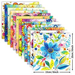 Flower Scrapbooking Paper Pads Set, for Card Making Craft Scrapbook Decoration, Mixed Color, 152x152x0.1mm, 12pcs/set(STIC-C010-36)