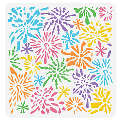 PET Hollow Out Drawing Painting Stencils, for DIY Scrapbook, Photo Album, Fireworks Pattern, 30x30cm(DIY-WH0391-0408)