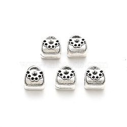 Tibetan Style Alloy European Beads, Large Hole Beads, Cadmium Free & Lead Free, Bag, Antique Silver, 10x9x7mm, Hole: 5mm, about 650pcs/1000g(TIBE-N006-78AS-LF)