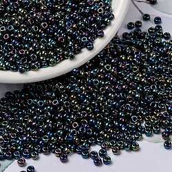 MIYUKI Round Rocailles Beads, Japanese Seed Beads, (RR455) Metallic Variegated Blue Iris, 8/0, 3mm, Hole: 1mm, about 2111~2277pcs/50g(SEED-X0055-RR0455)