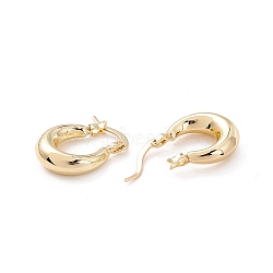 Chunky Huggie Hoop Earrings for Women, Real 18K Gold Plated, 19x15x5mm, Pin: 0.4mm(X-EJEW-A064-11G-RS)