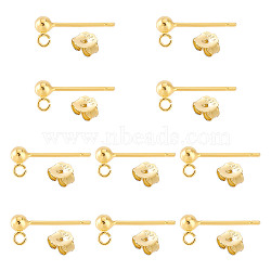 GOMAKERER 5Pairs 925 Sterling Silver Ear Stud Findings, Earring Posts with 925 Stamp wtih 10pcs 925 Sterling Silver Friction Ear Nuts, Golden, 5~14mm, Hole: 1mm, Pin: 0.7mm,Head: 6x2.5Mmm(FIND-GO0002-66G)