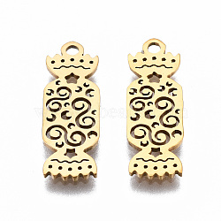 201 Stainless Steel Pendants, Laser Cut, Christmas Candy, Golden, 19x6.5x1mm, Hole: 1.4mm(STAS-Q240-032G)