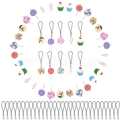 SUNNYCLUE Handmade Polymer Clay Pendants, with Resin Pendants and Cord Loop, Mixed Color, 30pcs/set(CLAY-SC0001-05)