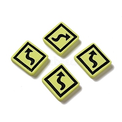 Opaque Resin Cabochons, Rhombus with Arrow Sign, Yellow, 17x19x4mm(X-DIY-K057-06)