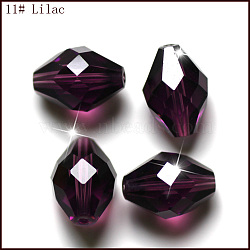 Imitation Austrian Crystal Beads, Grade AAA, Faceted, Bicone, Purple, 8x11mm, Hole: 0.9~1mm(SWAR-F054-11x8mm-11)