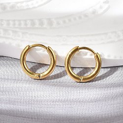 304 Stainless Steel Huggie Hoop Earrings, with 316 Surgical Stainless Steel Pin, Ion Plating(IP), Ring, Real 18K Gold Plated, 12x2mm, 12 Gauge, Pin: 0.9mm(EJEW-G272-02-8mm-G)