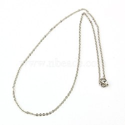 Tarnish Resistant 304 Stainless Steel Necklaces Women Cable Chain Necklaces, Stainless Steel Color, 14.9 inch(37.8cm)(NJEW-C079-01A)