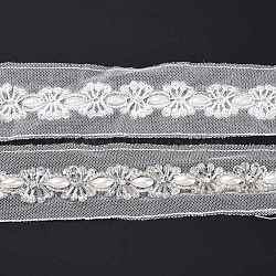 Lace Organza Trimming, with Plastic Imitation Pearls and Glass Rhinestone, for DIY Dress, Costume, Table Cloth, Crafts Curtain, Home Vintage Decor, White, 45x0.2~6mm, 1.6m/pc(DIY-XCP0002-48)