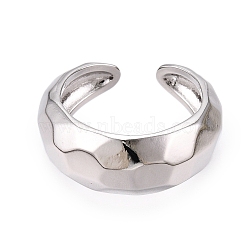 Brass Open Cuff Rings for Women, Cadmium Free & Lead Free, Platinum, Inner Diameter: 17mm(RJEW-D016-08P)