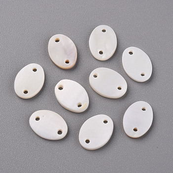Freshwater Shell Links Connectors, Oval, Seashell Color, 14x10x2mm, Hole: 1.5mm