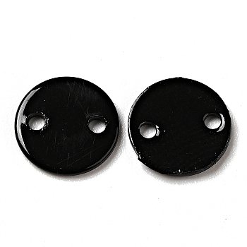 Spray Painted 201 Stainless Steel Connector Charms, Flat Round, Black, 8x1mm, Hole: 1.2mm