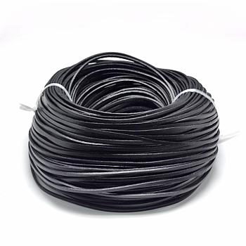 Flat Leather Cords, DIY Rope for Bracelet Necklace Jewelry Making, Black, 3x2mm, about 100yards/bundle(300 feet/bundle)