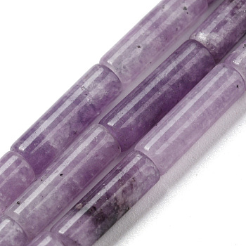 Natural Lepidolite/Purple Mica Stone Beads Strands, Column, 12.5~14x4~4.5mm, Hole: 1mm, about 28~29pcs/strand, 15.35~15.55 inch(39~39.5cm)