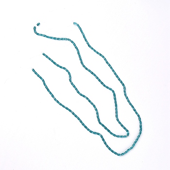 Glass Quartz Faceted Beads Strands, Rectangle, Teal, 6.5x3mm, Hole: 1mm, about 80pcs/strand, 216.54''(550cm)