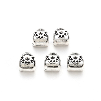 Tibetan Style Alloy European Beads, Large Hole Beads, Cadmium Free & Lead Free, Bag, Antique Silver, 10x9x7mm, Hole: 5mm, about 650pcs/1000g