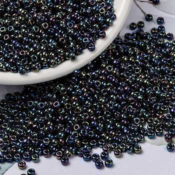 MIYUKI Round Rocailles Beads, Japanese Seed Beads, (RR455) Metallic Variegated Blue Iris, 8/0, 3mm, Hole: 1mm, about 2111~2277pcs/50g