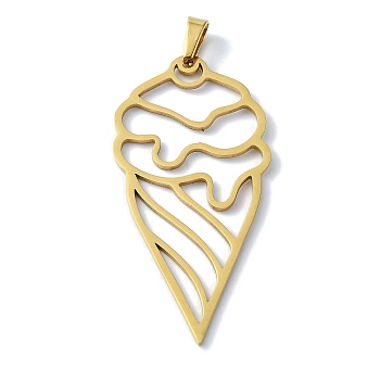 304 Stainless Steel Pendants, Laser Cut, Ice-cream Charms, Golden, 45x22x1mm, Hole: 6x3mm