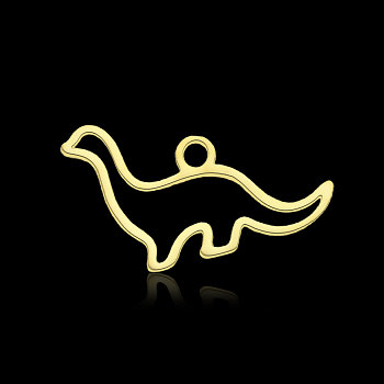 201 Stainless Steel Pendants, Dinosaur, Real 18K Gold Plated, 10x19.5x1mm, Hole: 1.8mm