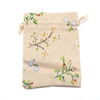 Rectangle Cloth Packing Pouches, Drawstring Bags, Bisque, 14x9.5x0.15cm