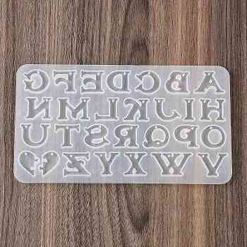 Silicone Pendant Molds, Resin Casting Molds, Alphabet, White, 105x188x5mm, Hole: 1.4mm