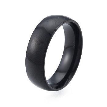 201 Stainless Steel Plain Band Finger Ring for Women, Electrophoresis Black, Inner Diameter: 17mm