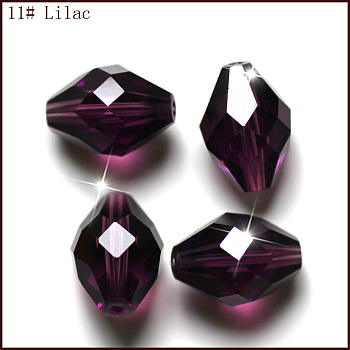 Imitation Austrian Crystal Beads, Grade AAA, Faceted, Bicone, Purple, 8x11mm, Hole: 0.9~1mm