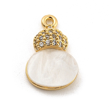 Brass Micro Pave Clear Cubic Zirconia Pendants, with Acrylic, Gourd, 15x10x3mm, Hole: 1.2mm