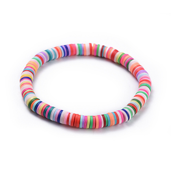 Stretch Bracelets For Mother, with Handmade Polymer Clay Heishi Beads, Mother's Day Jewelry, Colorful, 2-1/4 inch(5.8cm)