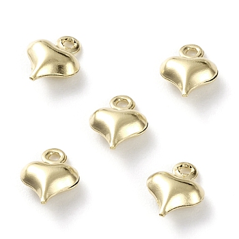 Brass Charms, Heart, Real 24K Gold Plated, 8.5x6.5x3mm, Hole: 1mm