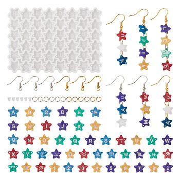 DIY Earring Making Kits, including Silicone Star with Letter/Number Connector Charm Molds, Brass Earring Hooks, Iron Open Jump Rings and Plastic Ear Nuts, Mixed Color