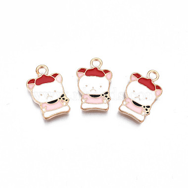 Light Gold Pink Bear Alloy+Enamel Pendants