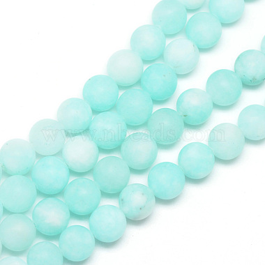 8mm PaleTurquoise Round White Jade Beads