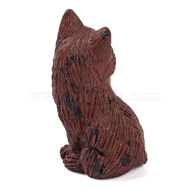 Natural Mahogany Obsidian Carved Fox Figurines Statues for Home Office Desktop Feng Shui Ornament(G-Q172-14B)-2