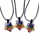 Adjustable Natural Mixed Stone Star Pendant Necklace(NJEW-B086-03M)-1