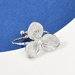 304 Stainless Steel Cuff Rings, Clover, Stainless Steel Color, 19x17mm, Inner Diameter: 19mm(RJEW-D306-11P)