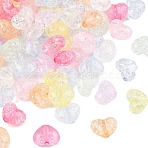 Transparent Crackle Acrylic Beads, Heart, Mixed Color, 10x13.5x8mm, Hole: 2.5mm, about 909pcs/500g(MACR-K361-34)