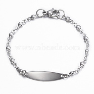 304 Stainless Steel ID Bracelets, with Lobster Claw Clasps, Flat Round, Stainless Steel Color, 6-1/4 inch(160mm)
(BJEW-H520-03P)