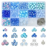 Mixed Styles Transparent Acrylic Beads, Mixed Shapes, Deep Sky Blue, 5~20x6~12.5x1.5~10mm, Hole: 1~2.5mm, 539pcs/box(MACR-FS0001-60)