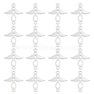 Unicraftale 201 Stainless Steel 2-Loop Link Pendants, Angel, Stainless Steel Color, 15.5x14x1mm, Hole: 1.4mm, 40pcs/box(STAS-UN0034-64)