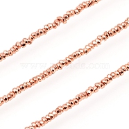 Electroplated Non-magnetic Synthetic Hematite Beads Strands, Rondelle, Faceted, Rose Gold Plated, 2x1mm, Hole: 0.7mm, about 390pcs/Strand, 15.75 inch(40cm)(G-F682-07-RG)