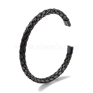 316 Surgical Stainless Steel Braided Open Cuff Bangles for Women, Antique Silver, Inner Diameter: 2-1/2 inch(6.45cm), 6.5mm(BJEW-P319-02AS)