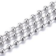 304 Stainless Steel Ball Chains, Stainless Steel Color, 3.2mm(CHS-R010-34)